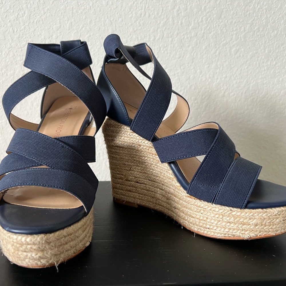 Boston Proper Strappy Stretch Wedge Sandals